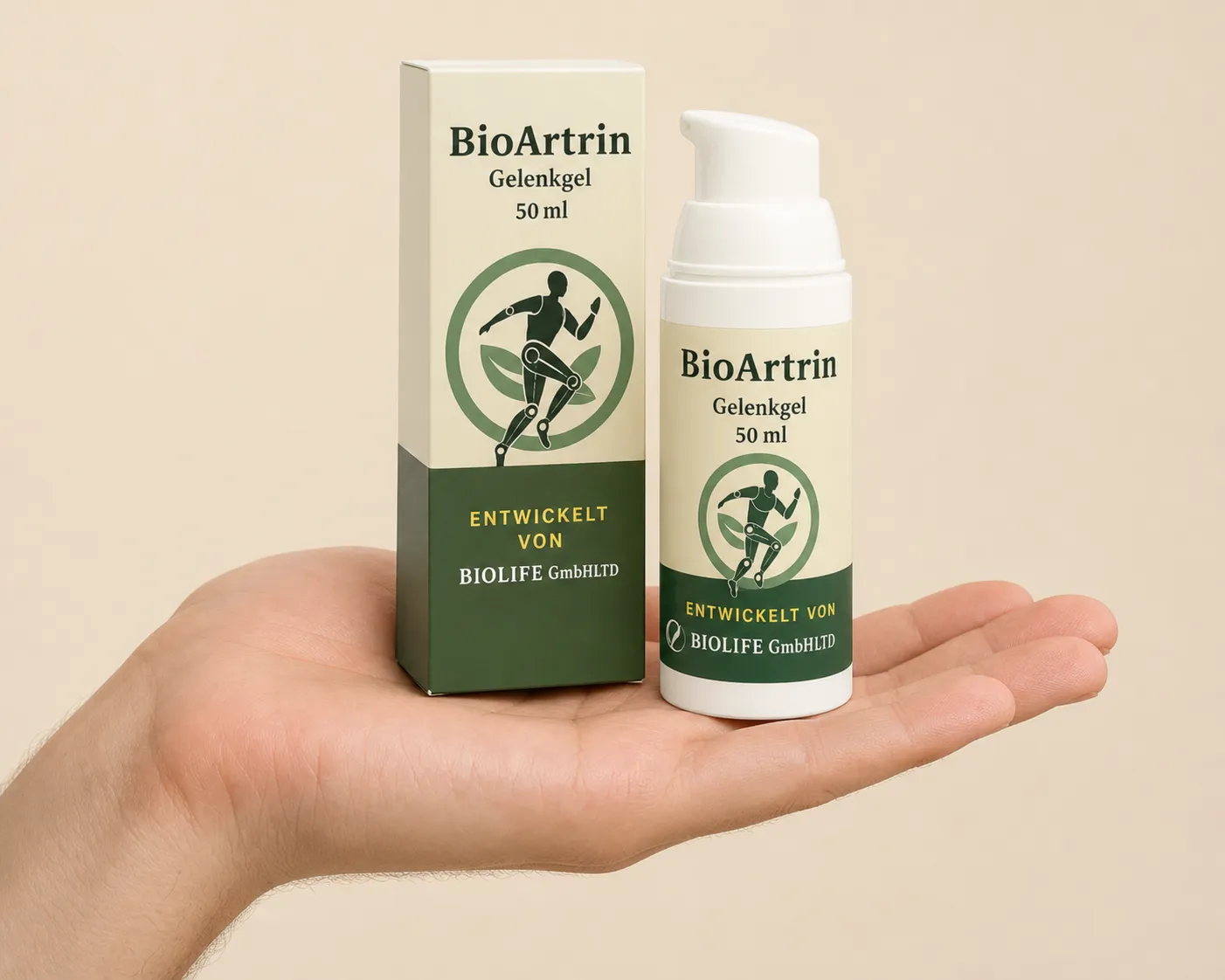 BioArtrin — Verpackung in der Hand