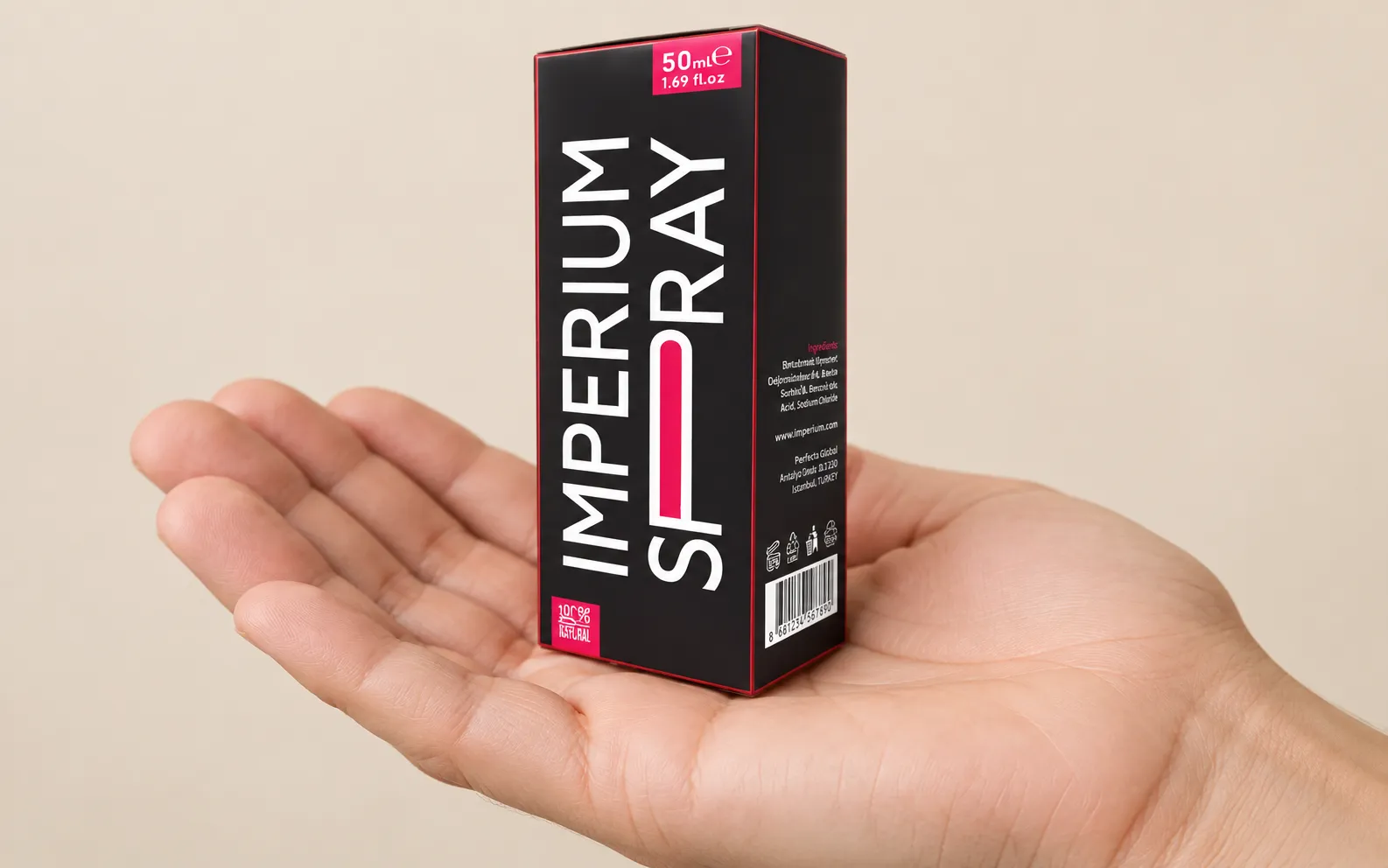 Imperium Spray — Verpackung in der Hand