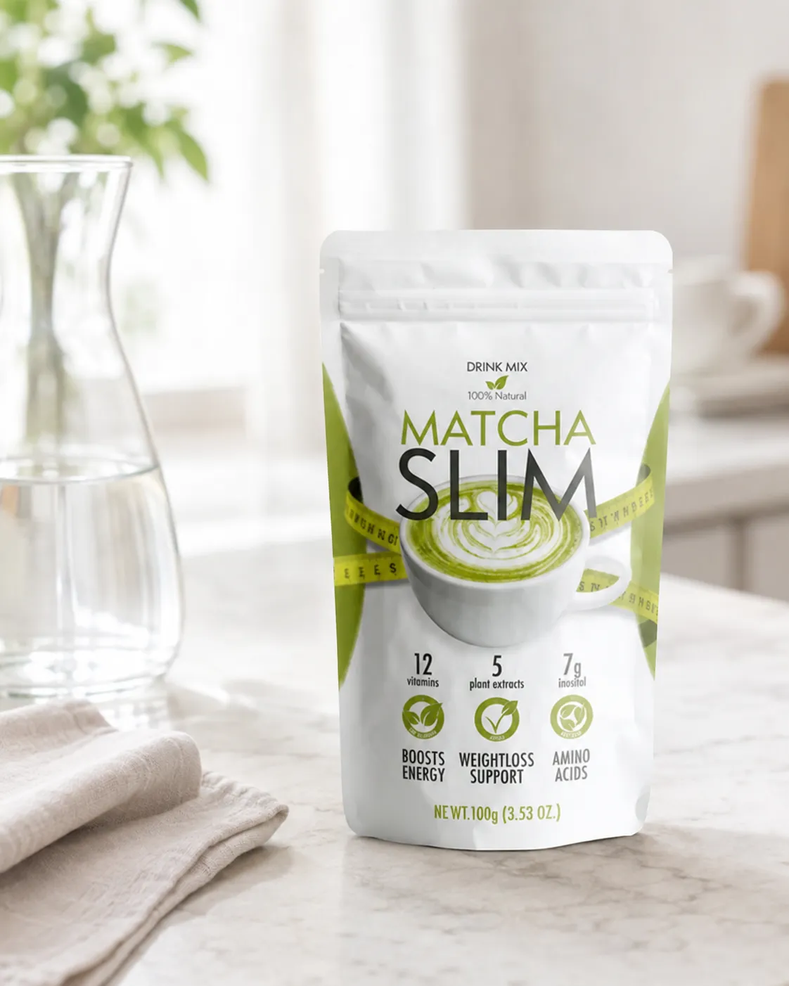 Matcha Slim — Verpackung im Alltag