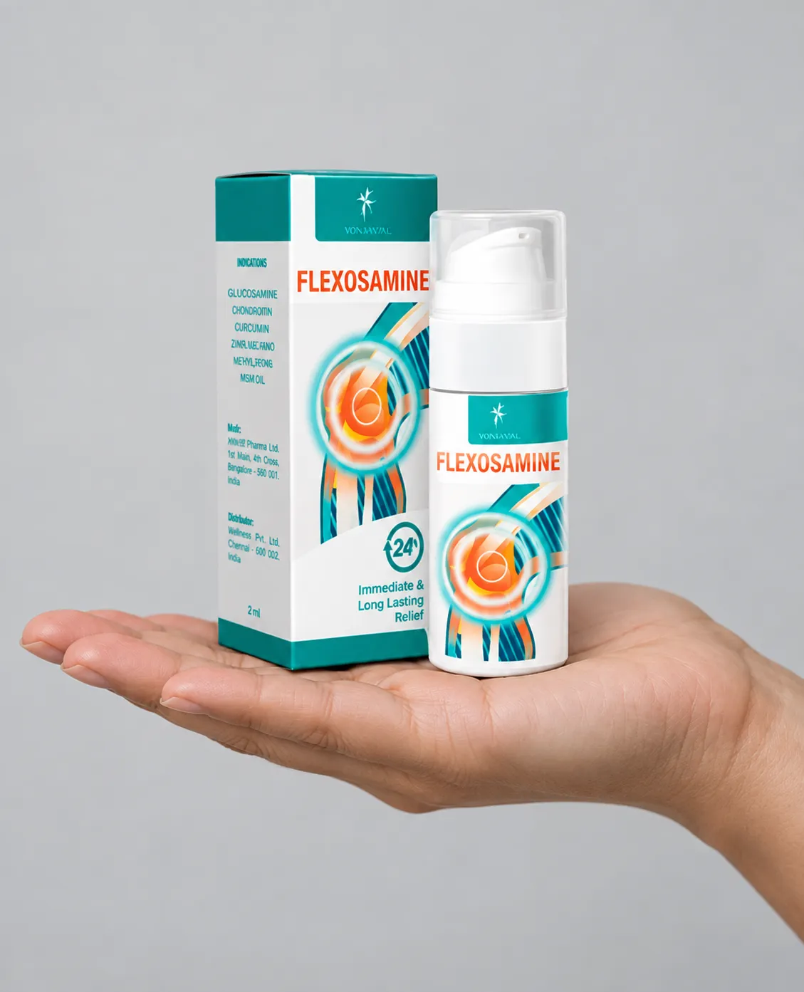 Flexosamine Gel — Verpackung in der Hand