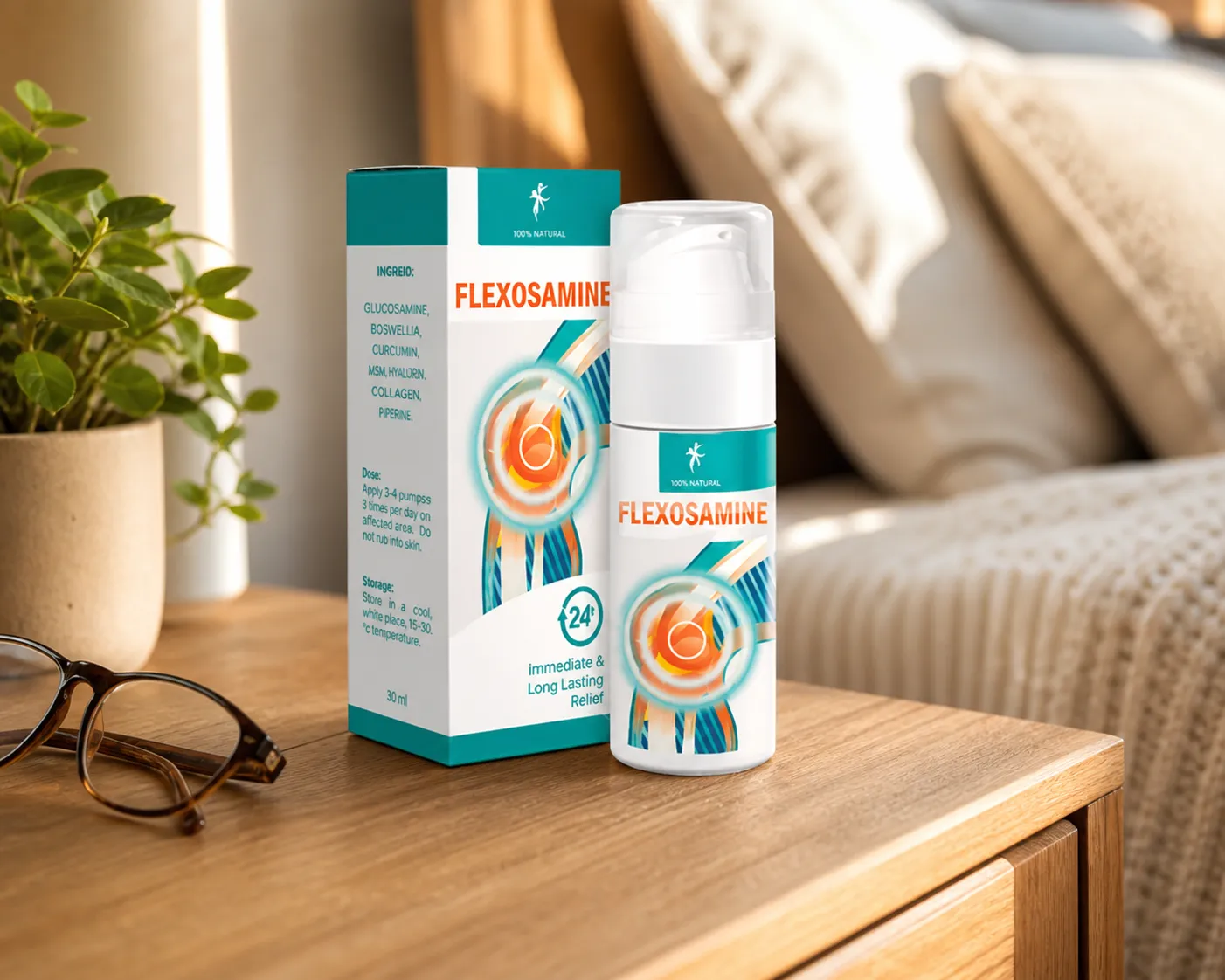 Flexosamine Gel Google — Verpackung im Alltag