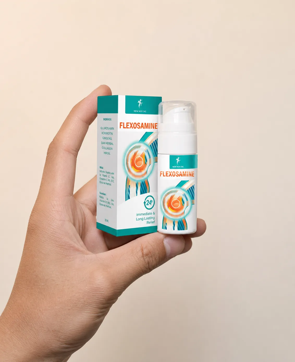 Flexosamine Gel Google — Verpackung in der Hand