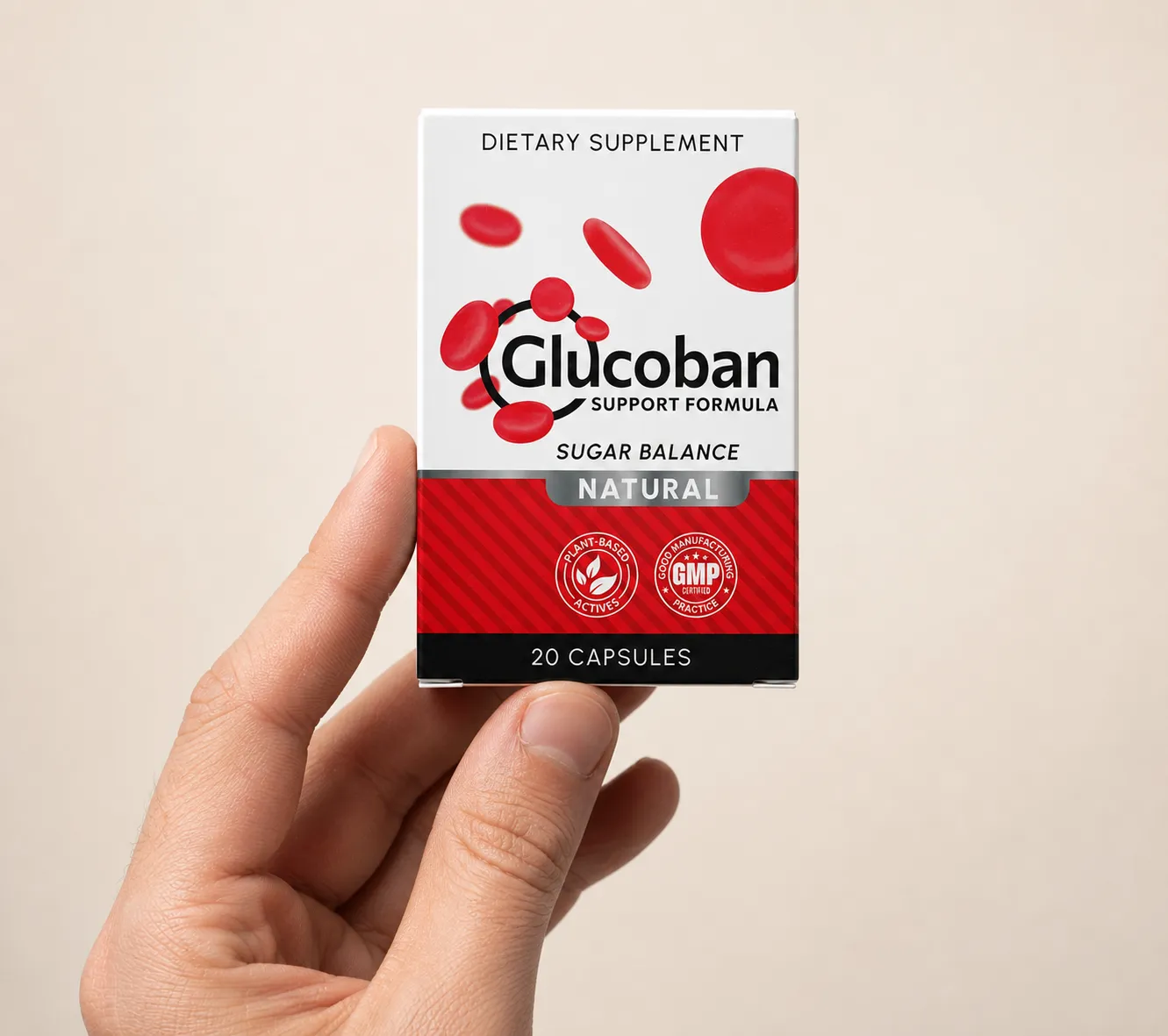 Glucoban — Verpackung in der Hand