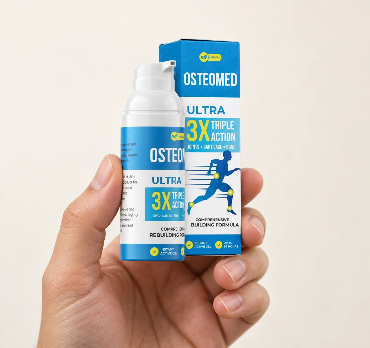 Osteomed — Verpackung in der Hand