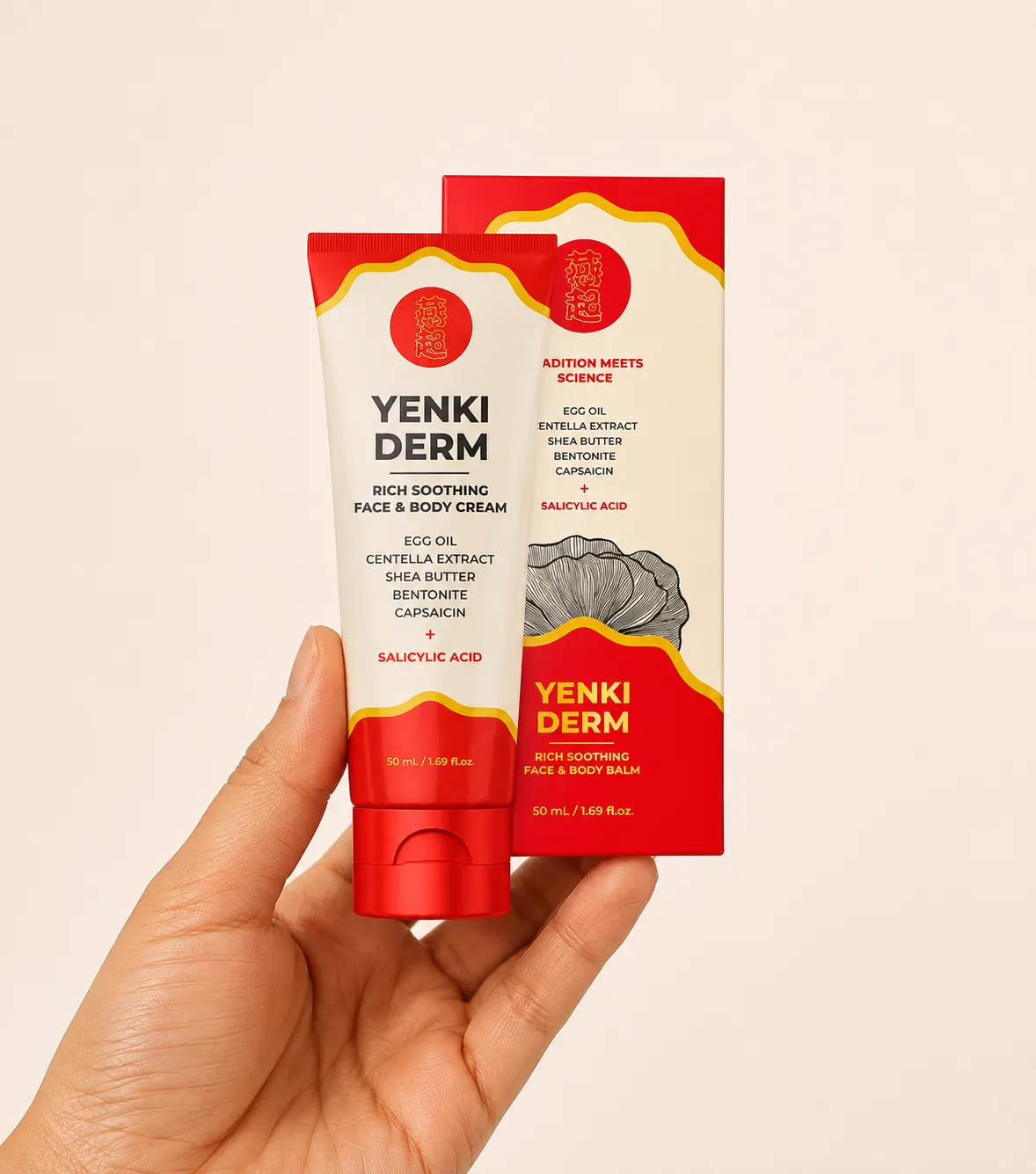 Yenki Derm — Verpackung in der Hand