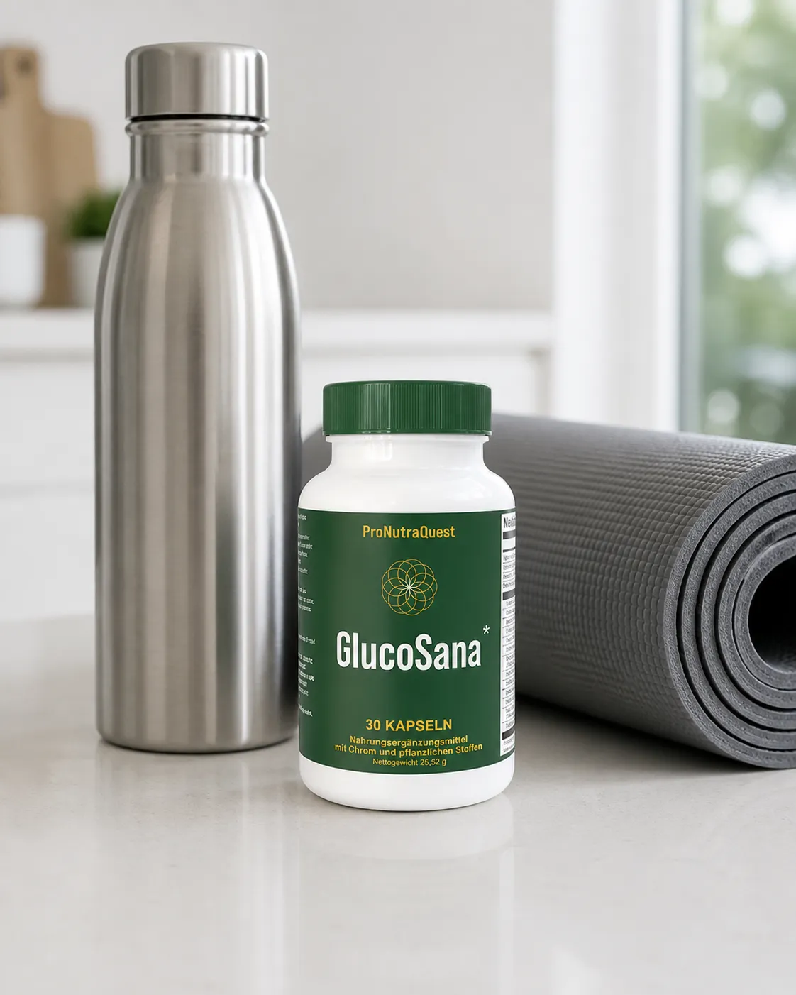 GlucoSana — Verpackung im Alltag