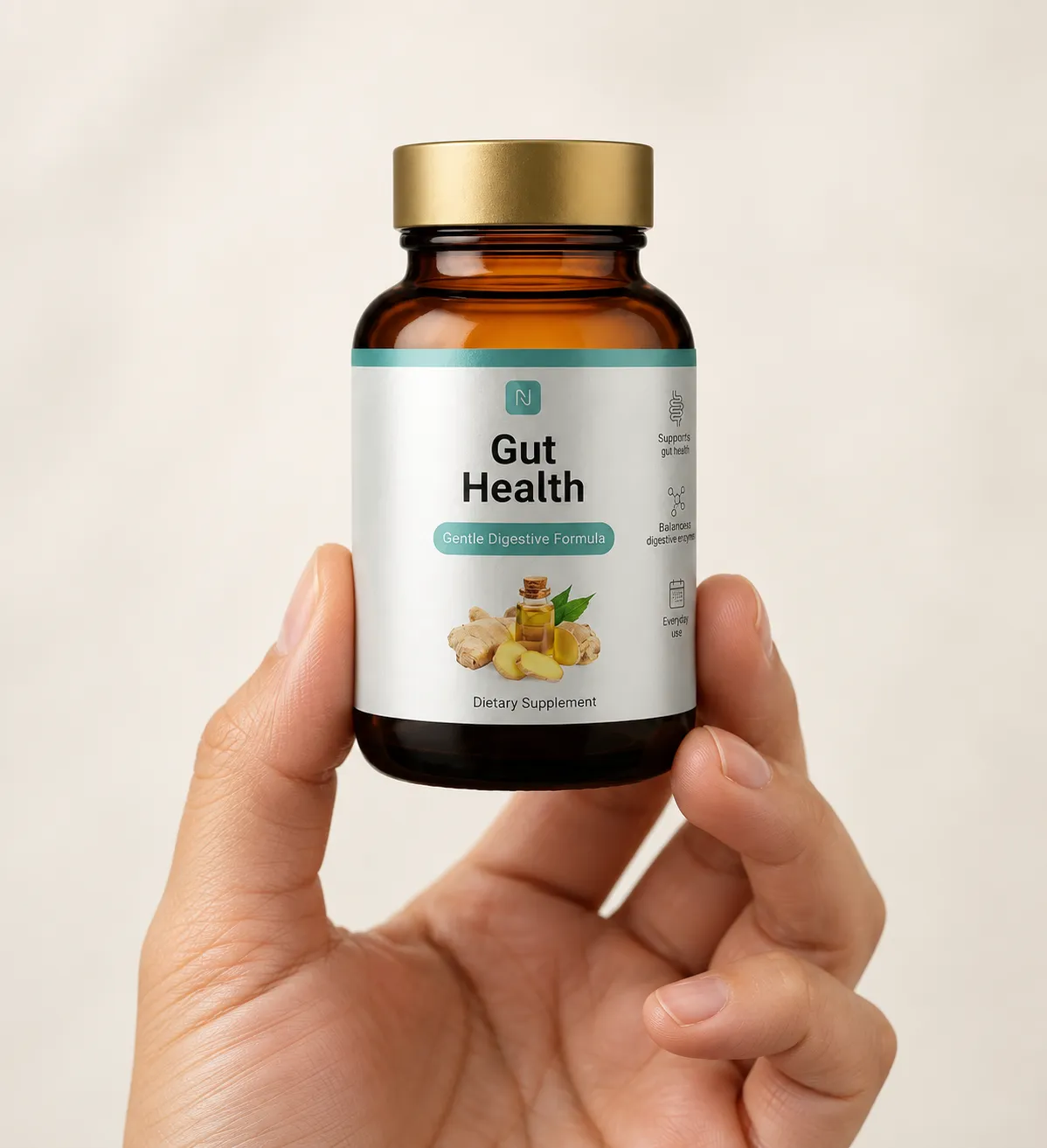 Gut health — Verpackung in der Hand