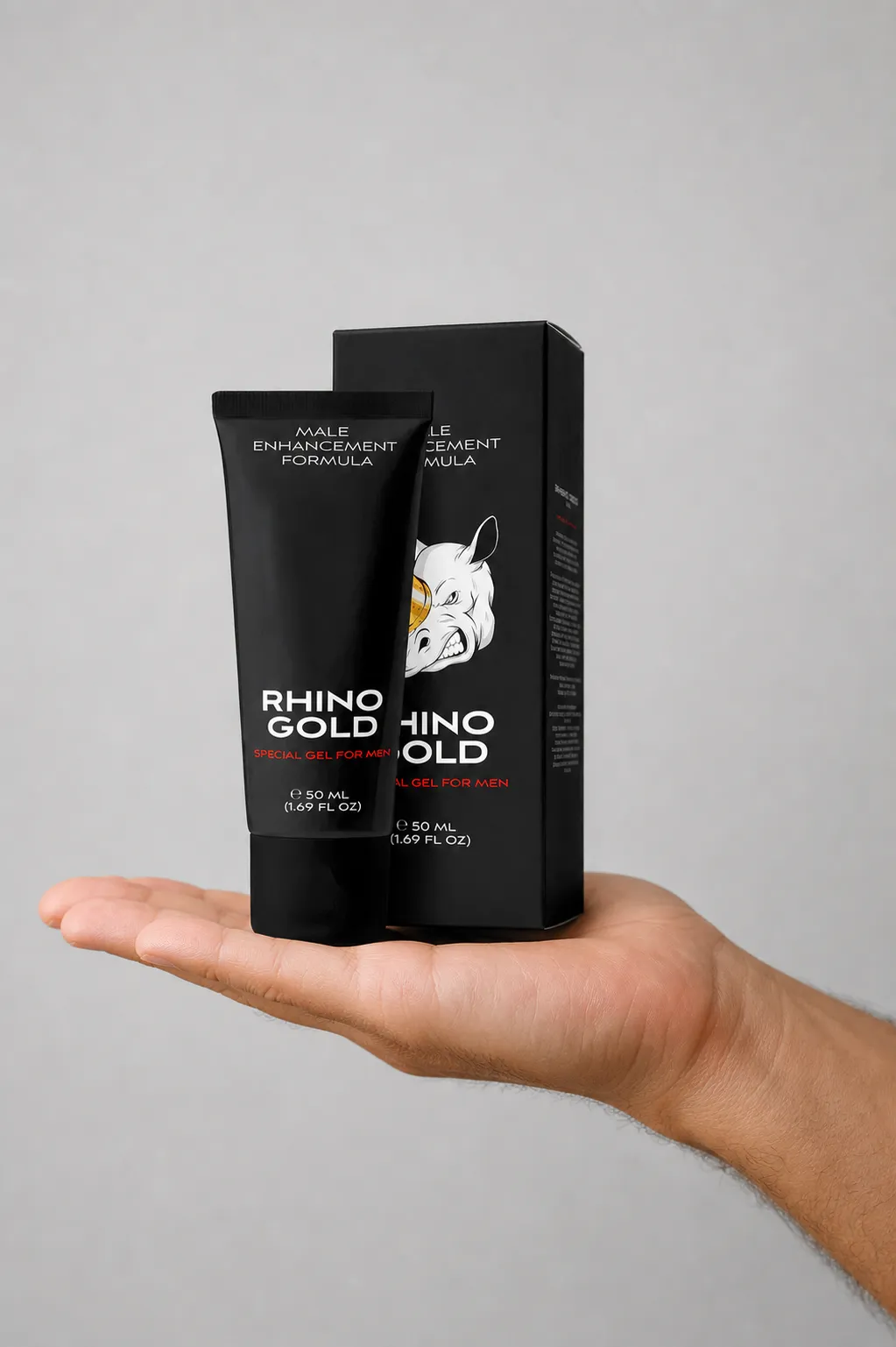 Rhino Gold Gel — Verpackung in der Hand
